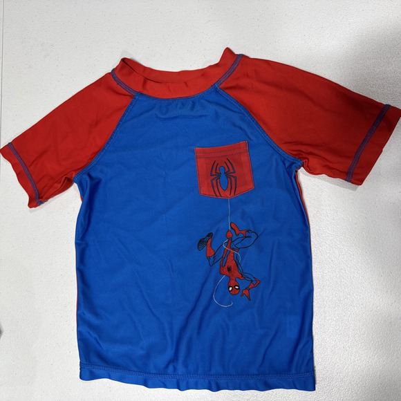 Marvel Spider Man Swim Rashguard Shorts Boys 4T Cat & Jack Wippette Swimwear Lot - Picture 5 of 14